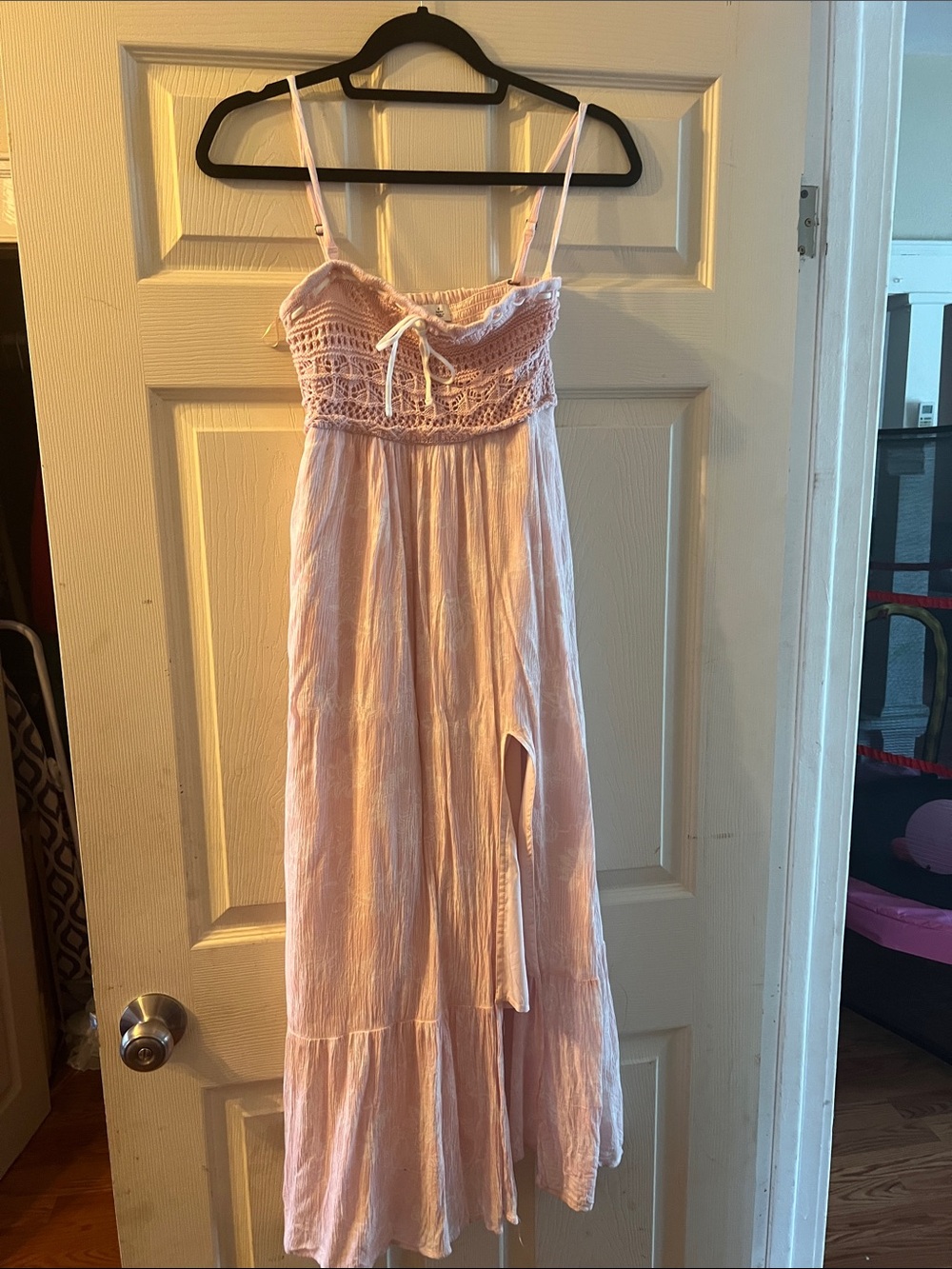 Hollister Light Pink Crochet-Bust Maxi Dress